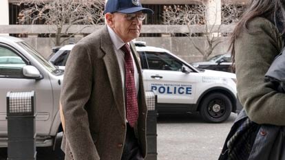 Charles Sicknick, the father of fallen US Capitol Police officer Brian Sicknick, arrives for the sentencing hearing for Julian Khater and George Tanios, at the federal courthouse in Washington, Friday, Jan. 27, 2023.