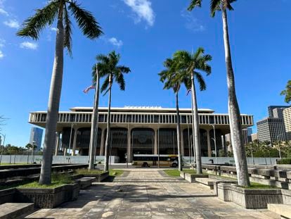 This photo taken on Friday, Jan. 12, 2024 shows the Hawaii State Capitol in Honolulu.