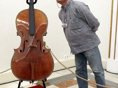 The restored Stradivarius on display in Madrid this week.
