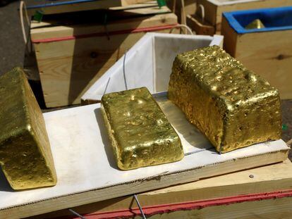 Gold bars, allegedly smuggled and seized by Sudan's Rapid Support Forces in Khartoum in 2019.
