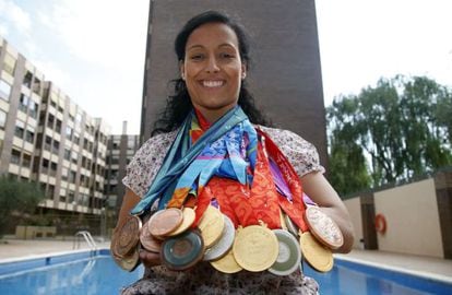 Swimmer Teresa Perales, who will join the protest on Sunday, with her Paralympic Games medal haul. 