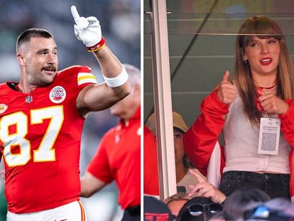 Travis Kelce and Taylor Swift, during a game at Arrowhead Stadium, in Kansas City (USA), on September 24.