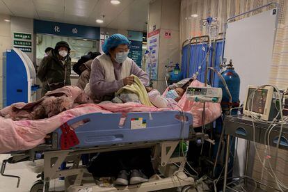 Covid patients in a hospital in the Chinese city of Tianjin.