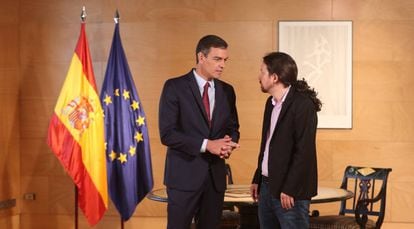 Acting Prime Minister Pedro Sánchez and Unidas Podemos leader Pablo Iglesias.