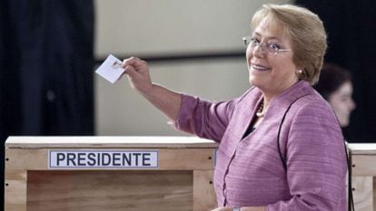 Michelle Bachelet votes in Santiago during Sunday's race.