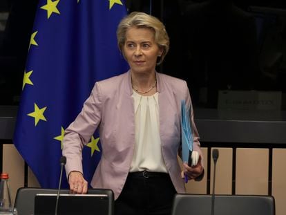 The president of the European Commission, Ursula von der Leyen, in Strasbourg on Tuesday.