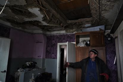 Volodimir, 62, before the damage caused by the war in his house in Petropavlivka.