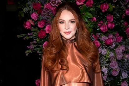 Actress Lindsay Lohan appears at the Christian Siriano Fall/Winter 2023 fashion show in New York, Feb. 9, 2023.