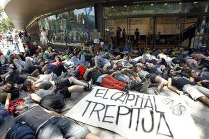 The sit-in in Barcelona.