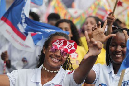 A Lula supporter at a political rally at the city of Salvador, Bahia state, Brazil, on September 30, 2022. 