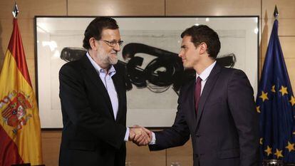 Mariano Rajoy and Albert Rivera on Thursday.