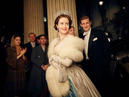 Actress Claire Foy, in her role as Queen Elizabeth II in the series ‘The Crown’.