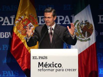 Mexican president Enrique Peña Nieto during his lecture in Madrid.