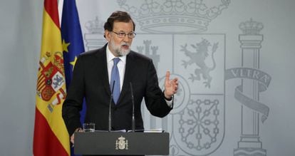Spanish Prime Minister Mariano Rajoy speaking on Friday evening.