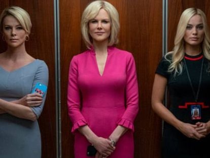 Charlize Theron, Nicole Kidman and Margot Robbie in 'Bombshell', the film about harassment by Roger Ailes at Fox News