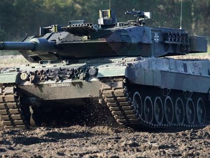 A Leopard 2 tank is pictured during a demonstration event held for the media by the German Bundeswehr in Munster near Hannover, Germany, Wednesday, Sept. 28, 2011.