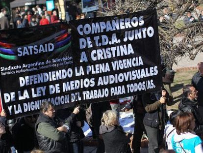 Protest in support of media law at the Supreme Court in Buenos Aires.
