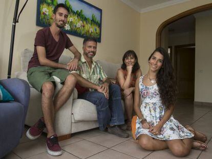 Lola and her family in their home in Gran Canaria.
