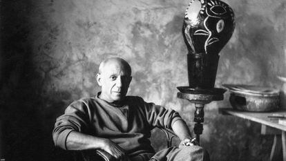 Pablo Picasso, in his Antibes (France) studio in 1946.