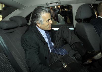 Luis B&aacute;rcenas seen in 2011 after testifying before a judge at the Madrid regional High Court.