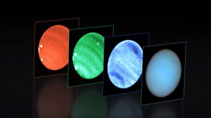 Neptune divided into colors and wavelengths, providing a wealth of valuable information for astronomers.