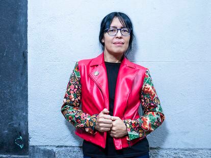 Frida Cartas, Mexican writer, photographed outside of the Mary Read bookstore in central Madrid, on December 12, 2023.