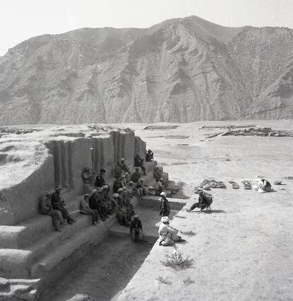 Excavations at a temple in the Hellenic city of Ai-Khanoum, in the Takhar Province of Afghanistan. Undated image.