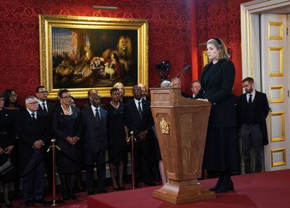 Penny Mordaunt (pictured), the leader of the House of Commons and president of the Ascension Council, which dates back to 1707, presided over the ceremony. 
