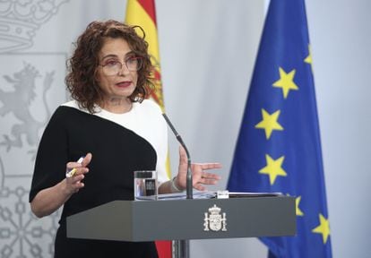 Finance Minister María Jesús Montero at a news conference on Tuesday.