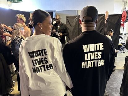 Candace Owens and West at the Yeezy fashion show in Paris.