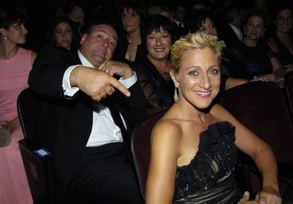 Gandolfini and Edie Falco at the 56th Emmy Awards ceremony.