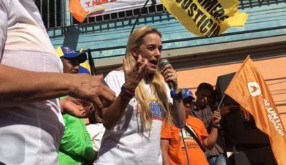 Lilian Tintori at an event in Guárico where opposition leader Luis Manuel Díaz was killed