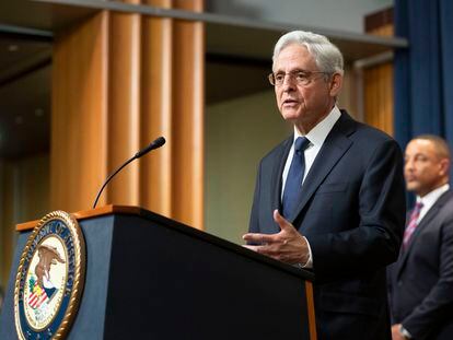 Attorney General Merrick Garland speaks at a press conference to announce arrests and disruptions of the fentanyl precursor chemical supply chain on June 23, 2023, in Washington.