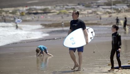David Cameron on vacation in Lanzarote in 2014.