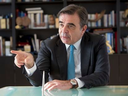 Margaritis Schinas in his office in Brussels, this Wednesday.