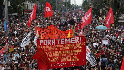 Protesters in the streets of São Paulo on Sunday.