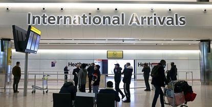 The arrivals hall at Heathrow Airport in London.