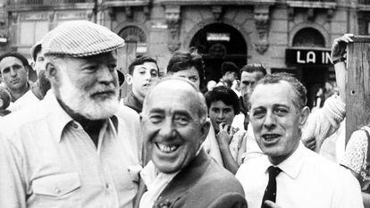 Ernest Hemingway in Pamplona during the San Fermín fiestas.