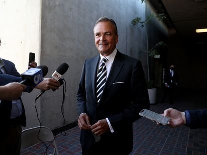 Rick Caruso after filing paper work to run for mayor of Los Angeles on February 11, 2022.