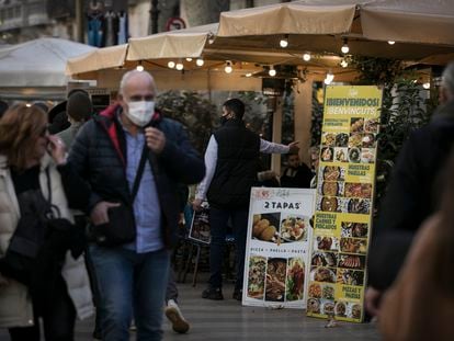 People wearing masks on Barcelona's La Rambla street this week.