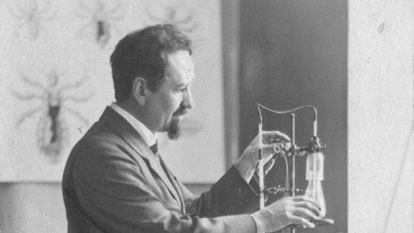 Rudolf Weigl in his laboratory.