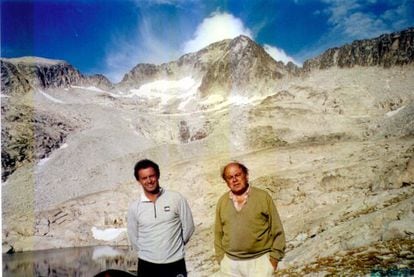 Jordi Pujol and his son Jordi hiking in the Pyrenees in 1999.