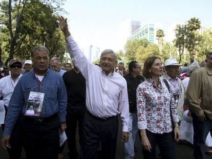 López Obrador arrives at his rally in Mexico City on Sunday.