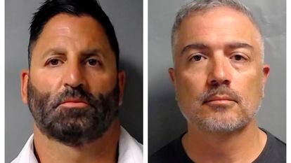 This combination of photos provided by the U.S. Attorney's Office in the Southern District of New York on Oct. 26, 2023, shows John Costanzo Jr., left, and Manny Recio.