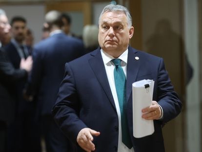 Hungarian Prime Minister Viktor Orban at the start of a Special European Council in Brussels, Belgium, 01 February 2024.