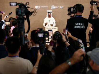 Sultan al Jaber, president of COP28, during a press conference this Sunday in Dubai.