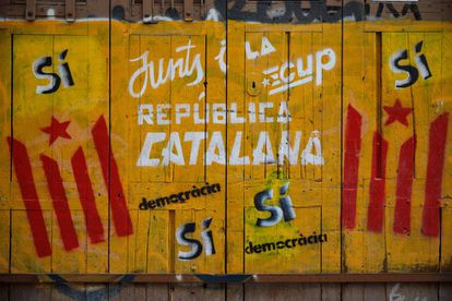 Catalan pro-independence graffiti in Barcelona.
