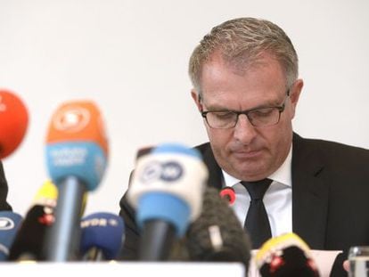 Lufthansa CEO Carsten Spohr at the press conference on Thursday.