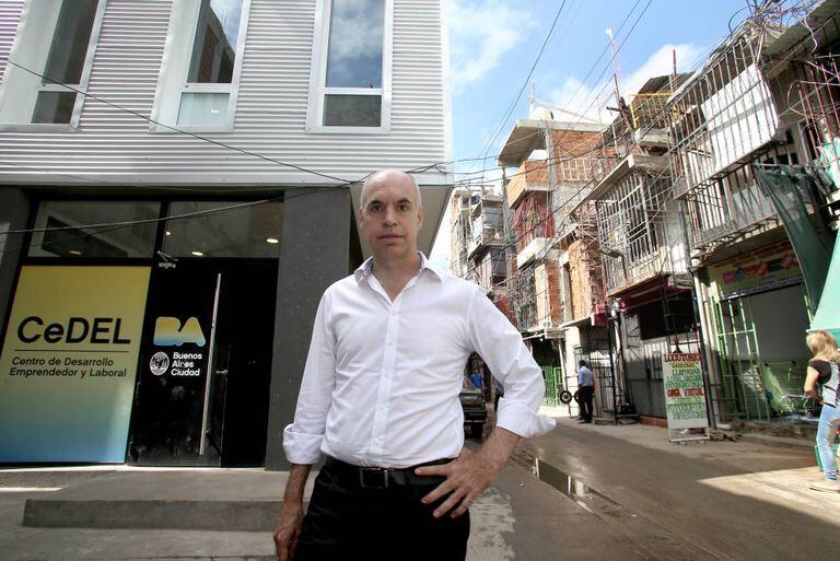 Buenos Aires Mayor Horacio Larreta outside his office in Villa 31.