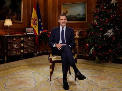 King Felipe VI delivers his Christmas address on December 24.